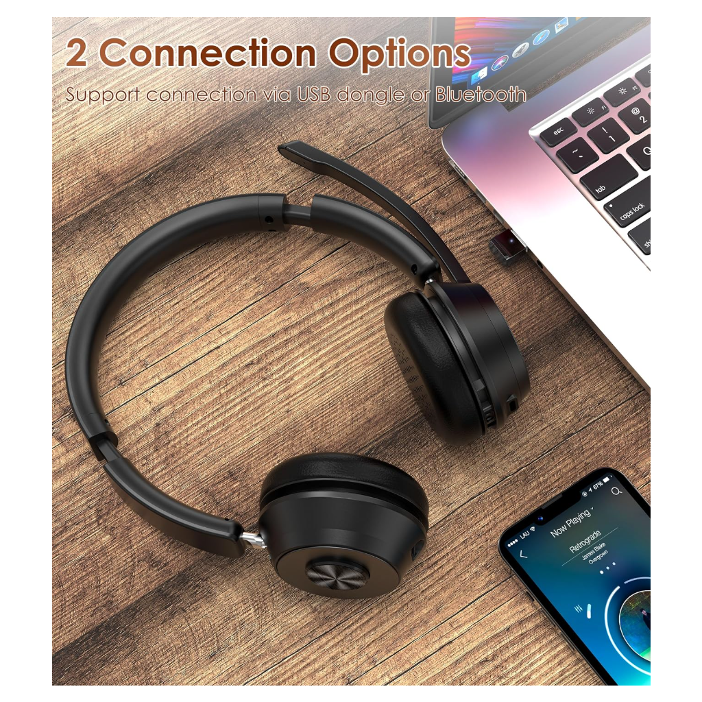 Professional Wireless Bluetooth Headset with Noise-Cancelling Microphone